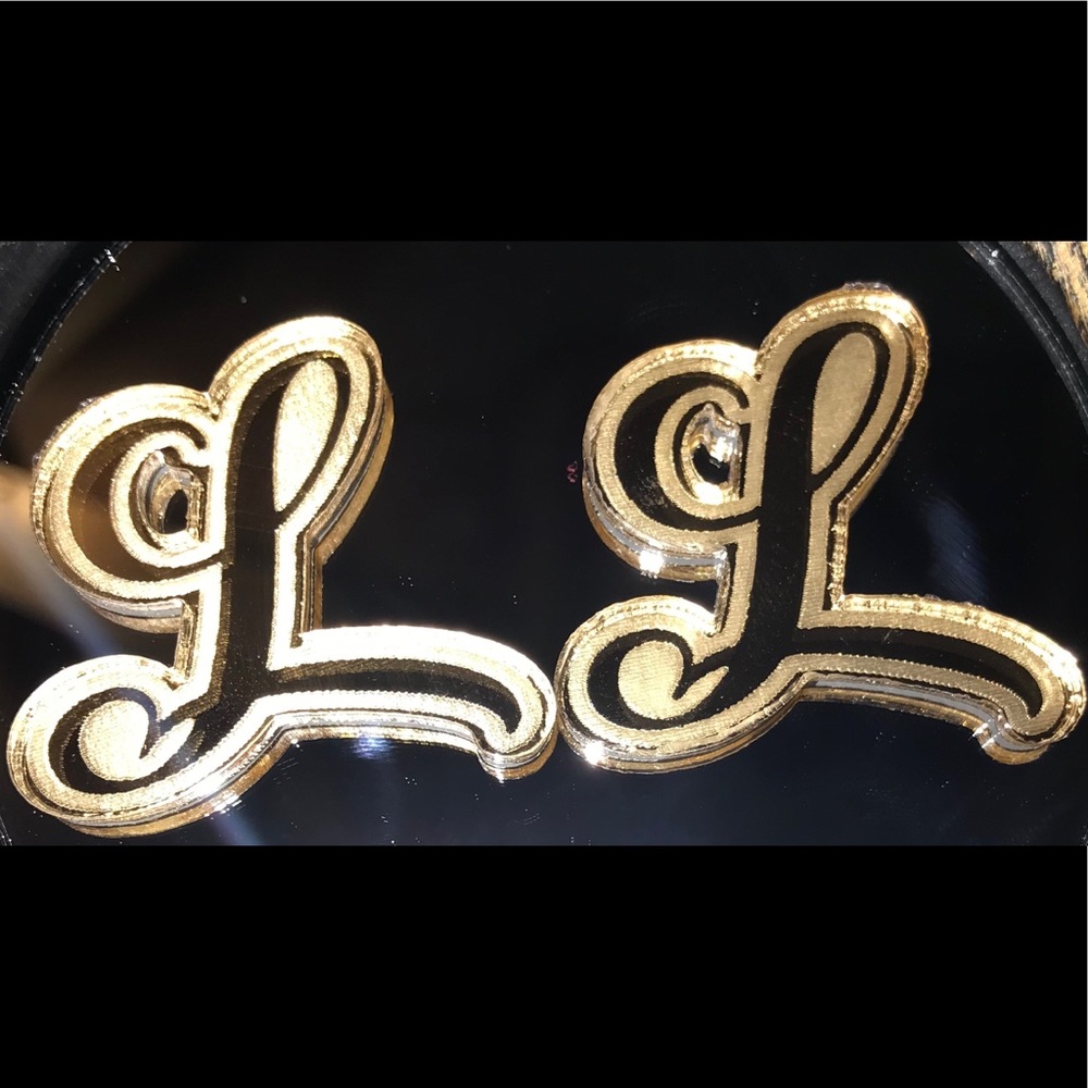 Trendy Mirror Gold Plated Initial Earrings